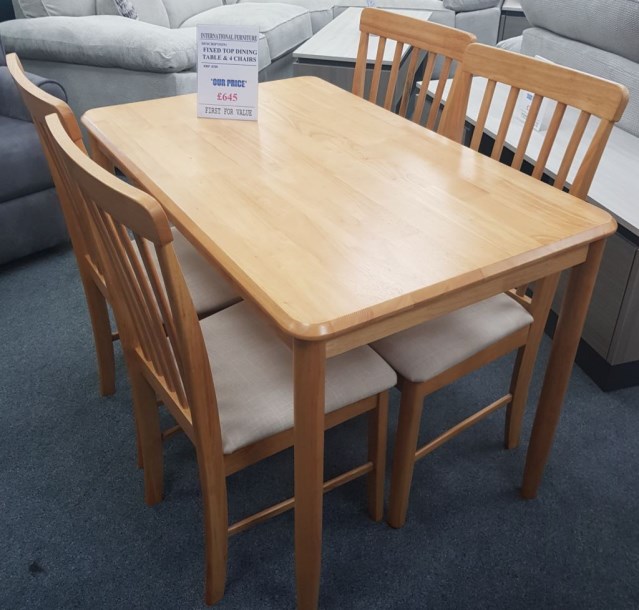 Fixed Top Dining Table and 4 Chairs