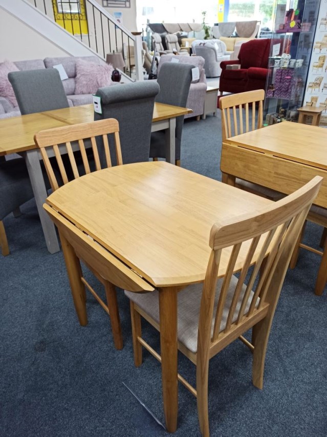 Round Drop Leaf Table & 2 Chairs