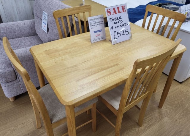 FIXED TOP DINING TABLE AND 4 CHAIRS