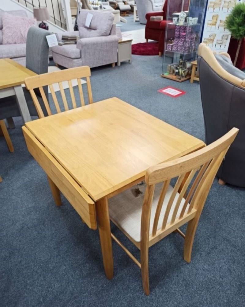 Square Drop Leaf Wooden Table with 2 Chairs